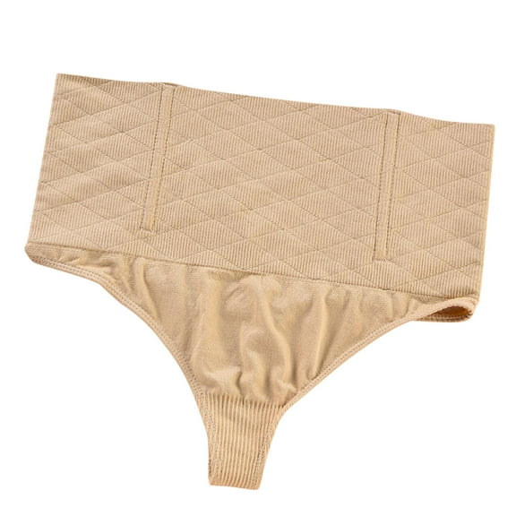 Lovskoo Women's 2024 Body Shaping Pants High-Waisted Butt Lifting Plus Size Thong Panties Beige