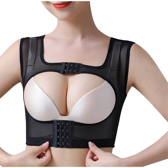 Lovskoo Women's 2024 Slim Correction Side Collection Accessory Breast Arms Arms Middle Sleeves Chest Band Female Hunchback Prosthesis Chest Brace Black