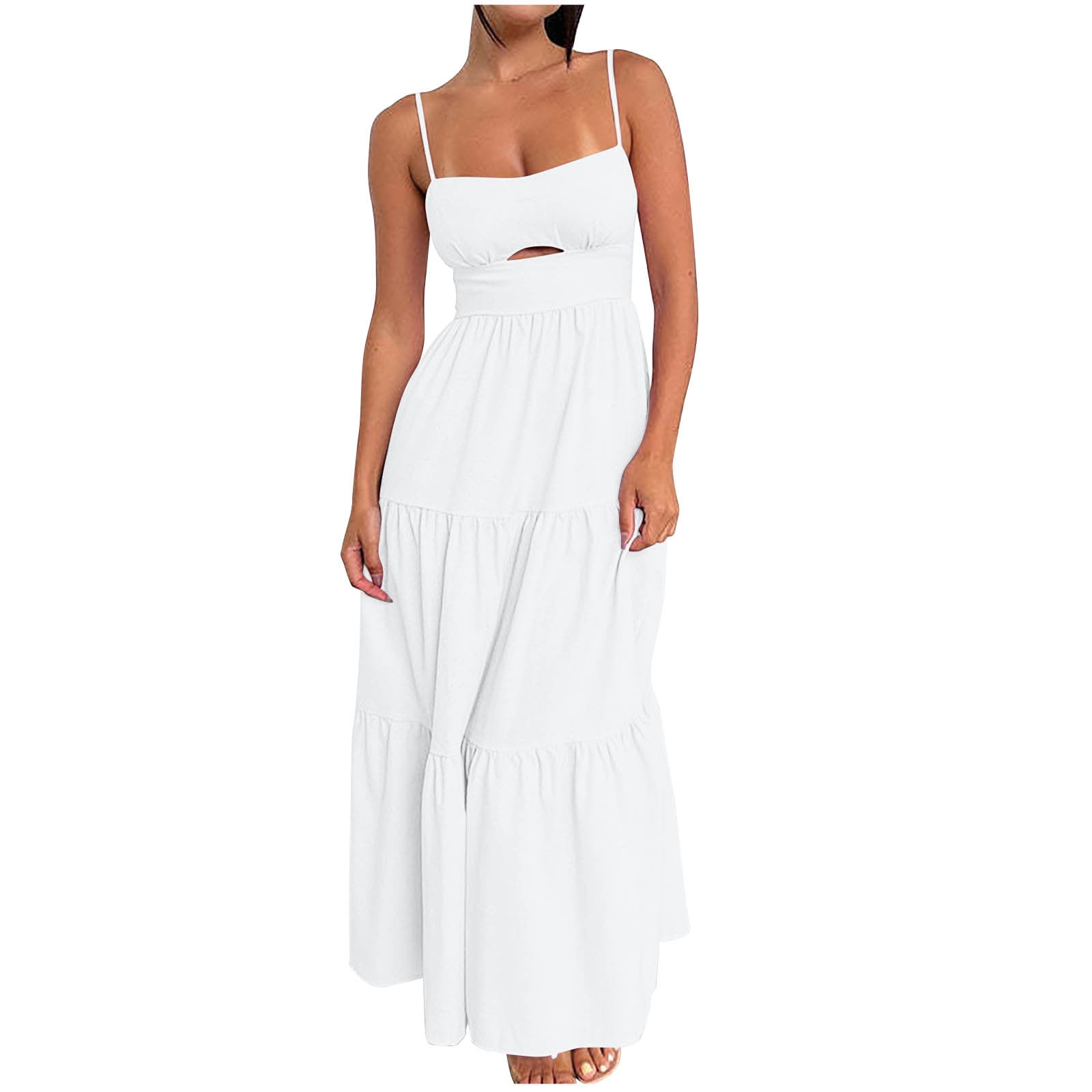 Lovskoo Women's 2024 Summer Spaghetti Strap Dress Sleeveless Cutout ...