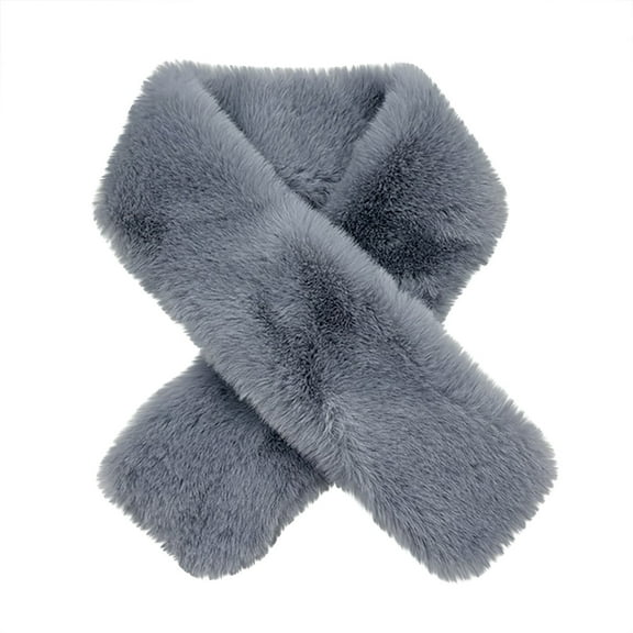 Lovskoo Women's And Men's 2024 Winter Fake Faux Fur Loophole Scarf Rectangle Furry Wrap Warm Soft Cozy Gray