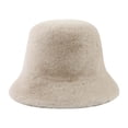 thumbnail image 1 of Lovskoo Women's Bucket Hats Solid Keep Warm Fashion Plush Flat Top Hat Beige, 1 of 6