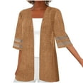 thumbnail image 1 of Lovskoo Women's Cardigan Half Sleeves Open Front Cardigan Draped Ruffles Cotton Linen Cover Ups Coffee, 1 of 6
