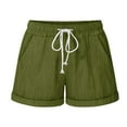 thumbnail image 1 of Lovskoo Women's Casual Cotton Linen Shorts Drawstring Comfy Elastic Waist Shorts Summer 2024 Pull On Short with Pockets Olive Green M, 1 of 7