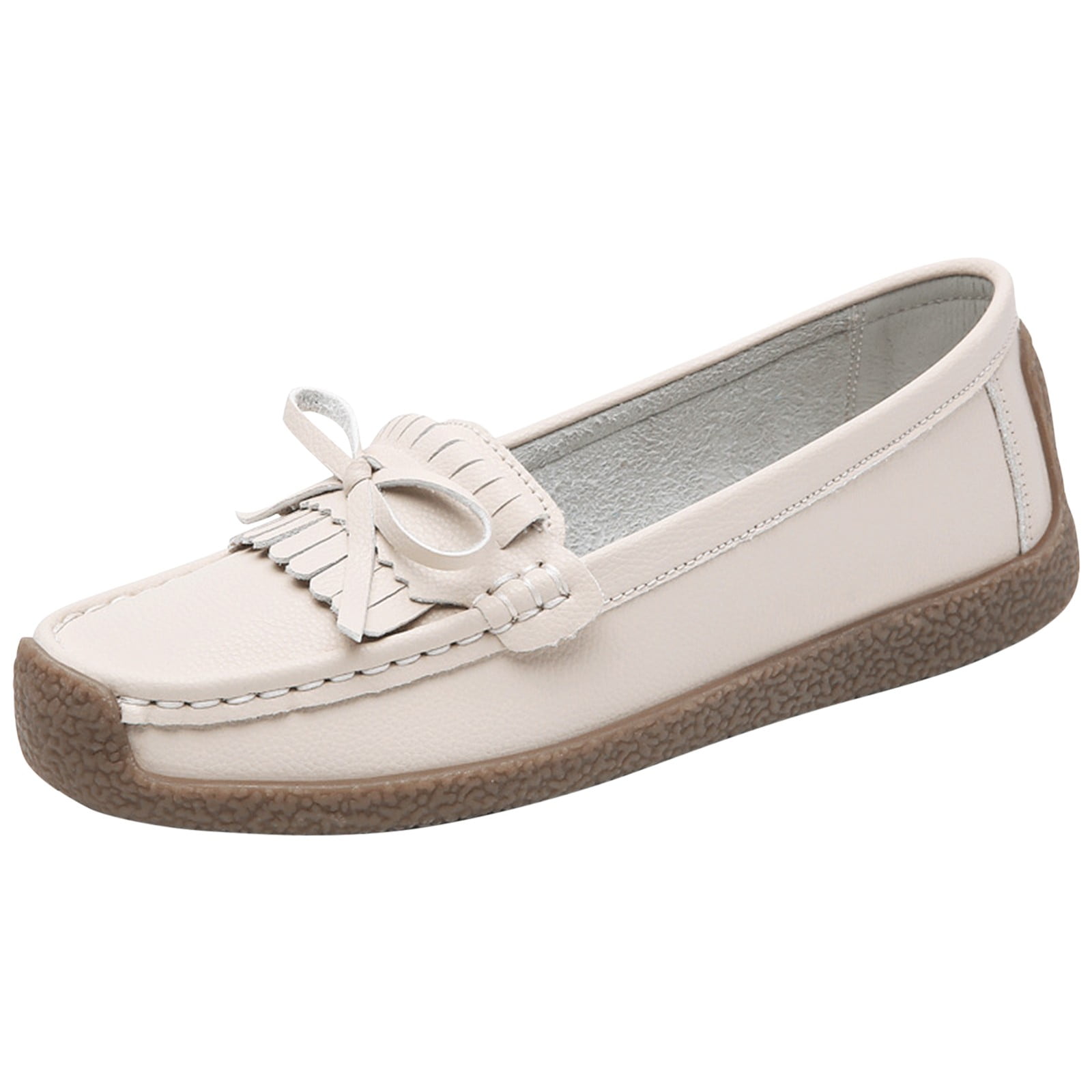 Lovskoo Women's Classic Tassels Leather Loafers Large Size Cozy Driving