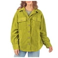 thumbnail image 1 of Lovskoo Women's Corduroy Shacket Shirt Jacket Winter Button Stripe Large Pocket Shirt Coat Green, 1 of 9