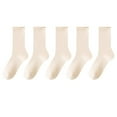 thumbnail image 1 of Lovskoo Women's Crew Socks Casual Cotton Mid-Calf Solid Color Socks Comfortable Warm Breathable Multicolor Socks 5 Pack Beige, 1 of 4