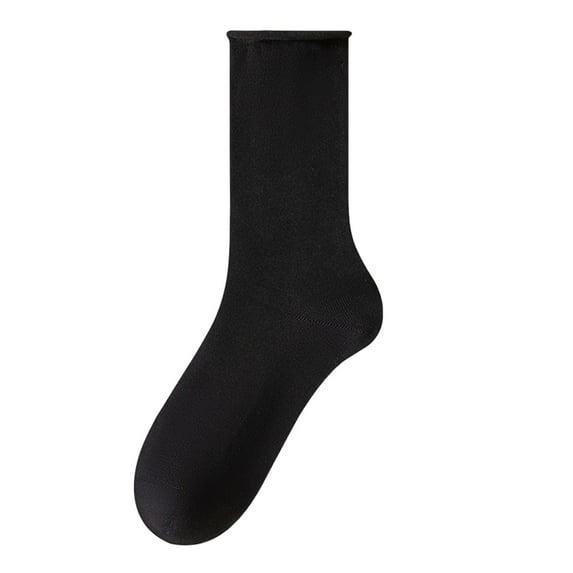 Lovskoo Women's Crew Socks Casual Cotton Mid-Calf Solid Color Socks Comfortable Warm Breathable Multicolor Socks Black