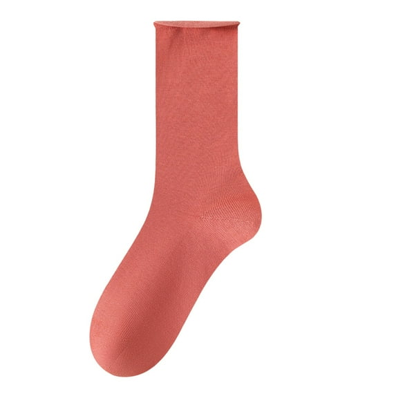 Lovskoo Women's Crew Socks Casual Cotton Mid-Calf Solid Color Socks Comfortable Warm Breathable Multicolor Socks Red
