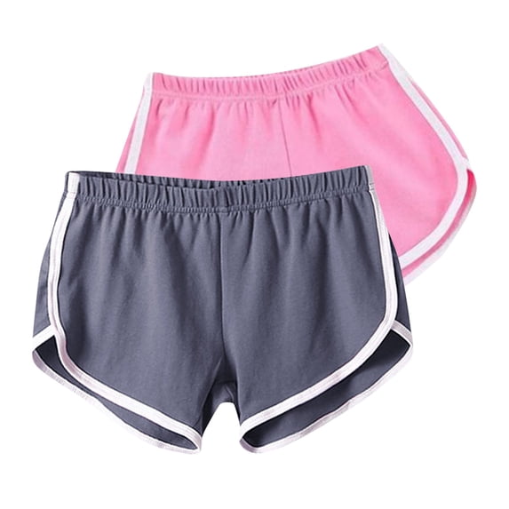 Lovskoo Women's Dolphin Shorts Gym Shorts Yoga Shorts Summer Running Active Shorts Dance Elastic Shorts, Pack Of 2 Pink