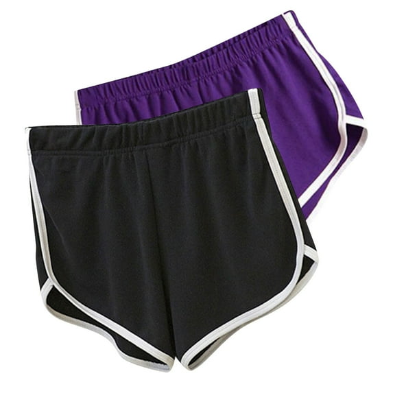 Lovskoo Women's Dolphin Shorts Gym Shorts Yoga Shorts Summer Running Active Shorts Dance Elastic Shorts, Pack Of 2 Purple