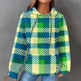 thumbnail image 1 of Lovskoo Women's Drawstring Sweatshirt Plaid Printed Long Sleeve Hooded Pullover Tops with Pockets Green, 1 of 6