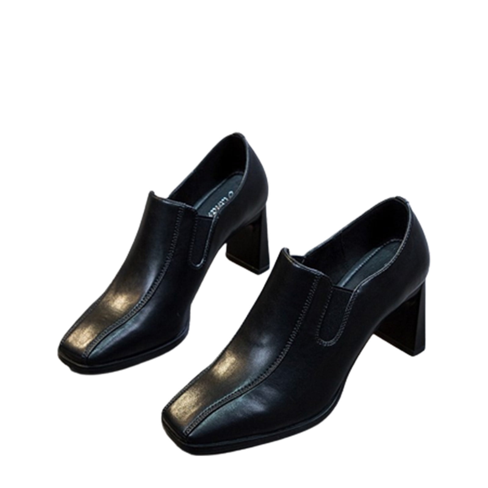 Lovskoo Women's Dress Loafer Shoes Pointed Toe Chunky Heel High Heels