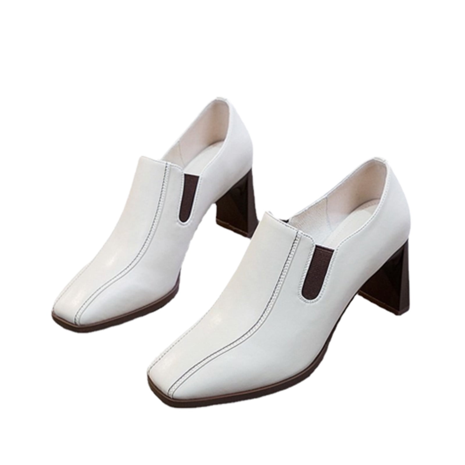 Lovskoo Women's Dress Loafer Shoes Pointed Toe Chunky Heel High Heels