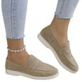 thumbnail image 1 of Lovskoo Women's Faux Suede Loafer Flats Soft-Soled Round Toe Ankle High Slip On Casual Flat Penny Shoes Beige, 1 of 6