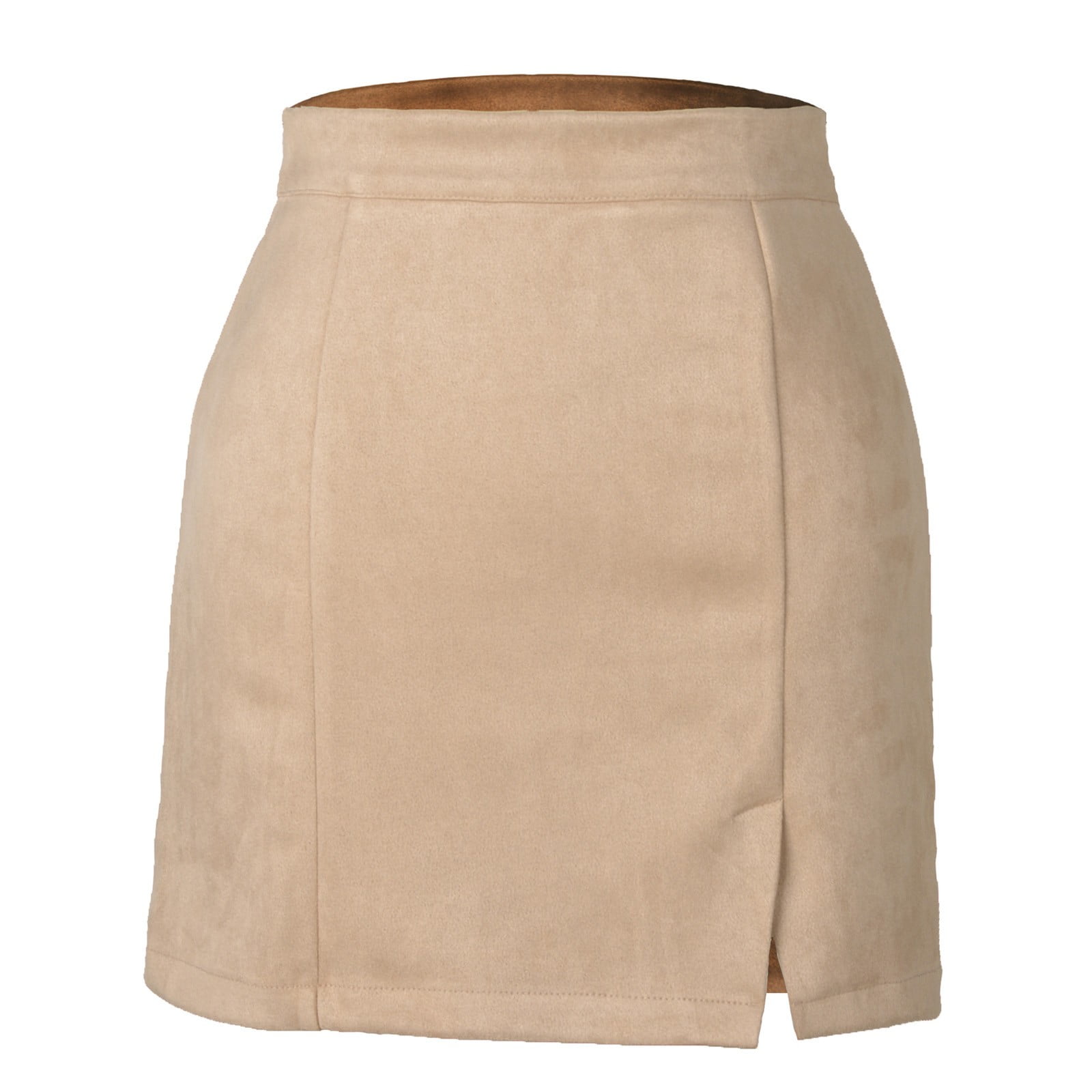 Lovskoo Women Vis Light Eco Suede Tight Skirt - Side Button - Elegant, Sophisticated, Cute main image 0