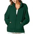 thumbnail image 1 of Lovskoo Women's Full Zip Sweatshirt Oversized Fleece Jacket Sport Loose Long Sleeve Casual Tops Blouse with Pocket Sweatshirt Olive Green, 1 of 9
