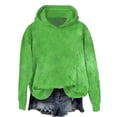 thumbnail image 1 of Lovskoo Women's Fuzzy Fleece Hoodies Solid Color Sweatshirt Long Sleeve Casual Winter Pullover Sweater Green, 1 of 3