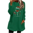 thumbnail image 1 of Lovskoo Women's Fuzzy Fleece Pullover Tops Round Neck Long Sleeve Pocket Printed Winter Thick Warm Plush Top Green, 1 of 5