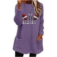 thumbnail image 1 of Lovskoo Women's Fuzzy Fleece Sweatshirt Pullover Tops Crewneck Long Sleeve Pocket Printed Winter Thick Warm Plush Top Purple, 1 of 5