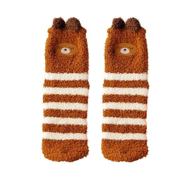 Lovskoo Women's Fuzzy Socks Coral Fleece Winter Cotton Socks Comfortable Breathable Mid Tube Socks A