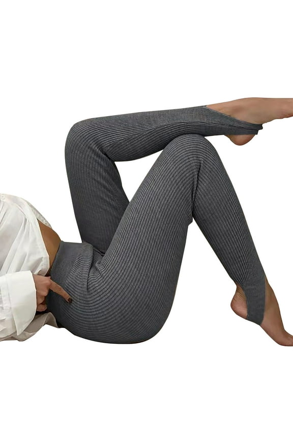 Women's High Waisted Yoga Stirrup Leggings Tummy Control Stretch Gym Workout Running Tights Pants Gray