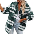 thumbnail image 1 of Lovskoo Women's Hooded Flannel Shirts Trench Coats Plaid Shacket Button Up Long Sleeve Collared Long Jacket Coats Green XL, 1 of 6