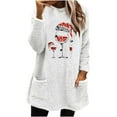 thumbnail image 1 of Lovskoo Women's Fuzzy Fleece Pullover Tops Round Neck Long Sleeve Pocket Printed Winter Thick Warm Plush Top White, 1 of 5