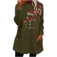 thumbnail image 1 of Lovskoo Women's Fuzzy Fleece Pullover Tops Round Neck Long Sleeve Pocket Printed Winter Thick Warm Plush Top Olive Green, 1 of 5
