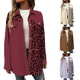 thumbnail image 1 of Lovskoo Women's Leopard Print Shacket Jacket Long Sleeve Button Down Shirts Mid Length Jacket Claret, 1 of 8