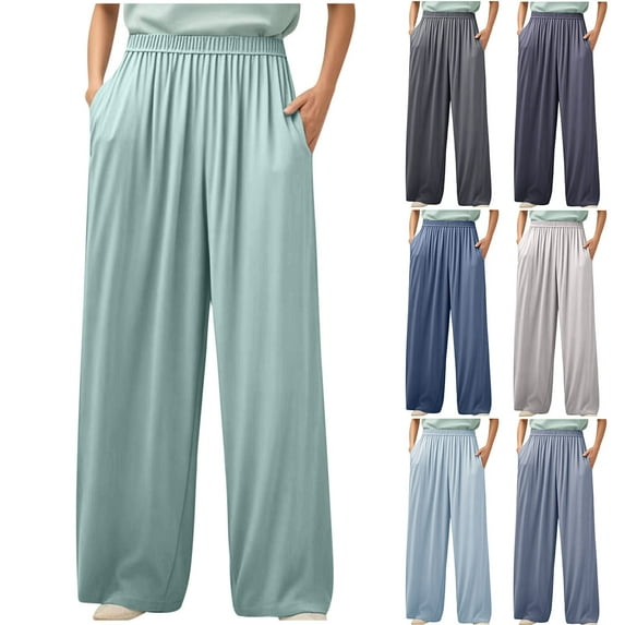 Lovskoo Women's Lounge Pants Wide Leg Lounge Pants with Pockets Loose Yoga Sweatpants Workout Comfy Jogger Beige