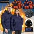 thumbnail image 1 of Lovskoo Women's and Men's Heated Jacket with 21 Heating Zones Long Sleeve Love Printed Hooded Casual Outwear Tops Pockets Zipper Coat Quilted Jacket Blue, 1 of 7