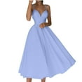 thumbnail image 1 of Lovskoo Women's Midi Prom Dresses Long Ball Gown Spaghetti Straps Sleeveless V Neck Pleated Formal Party Evening Dress Sky Blue L, 1 of 7