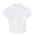 thumbnail image 1 of Lovskoo Women's Mock Turtle Neck Slim Short Sleeve T Shirt Ruched Tight Crop Tops Tee Summer Tops for Women White XL, 1 of 5