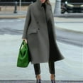 thumbnail image 1 of Lovskoo Women's Oversized Wool Blend Pea Coat Winter Double Breasted Solid Color Long Sleeve Notch Lapel Long Trench Coat Overcoat X-Gray XL, 1 of 9