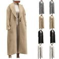 thumbnail image 1 of Lovskoo Women's Pea Coat Casual Trendy Solid Color Long Suit Collar Woolen Coat Beige, 1 of 6