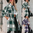 thumbnail image 1 of Lovskoo Women's Plaid Shacket Jacket Flannel Long Sleeve Button Down Shirts Fall and Winter Casual Lapel Pocket Cardigan Coat Purple, 1 of 7