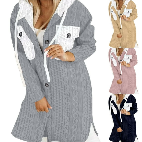 Lovskoo Women's Plaid Shacket Jacket Flannel Long Sleeve Hooded Shirts Fall Spring Casual Pocket Jacket Shirts Pink