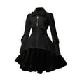 thumbnail image 1 of Lovskoo Women's Plus Size Gothic Shirt Dress with Bow Tie Neck Long Sleeve Buttton Cuff Elegant Blouse Shirt Prom Dresses Lace Up Asymmetrical Hem Ruffle Dress Halloween Costume Black-B, 1 of 4