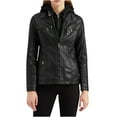 thumbnail image 1 of Lovskoo Women's Plus Size Hooded Faux Leather Jacket Moto Biker Coat Motorcycle Outerwear Fall Jackets for Women 2023 Black L, 1 of 7