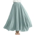 thumbnail image 1 of Lovskoo Women's Plus Size Linen Skirt Casual Ankle Length High Waist Pleated A-Line Flowy Long Maxi Skirt with Pockets Mint Green Free Size, 1 of 7