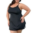 thumbnail image 1 of Lovskoo Women's Plus Size Sleepwear V Neck Nightwear Satin Sleepwear Lace Chemise Mini Teddy Black, 1 of 7