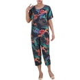 thumbnail image 1 of Lovskoo Women's Plus Size Sleepwear Capri Pajama Sets Short Sleeve Two-Piece Set Crew Neck Tops & Capri Pants Summer Comfortable Cotton Lounge Sets Navy, 1 of 3