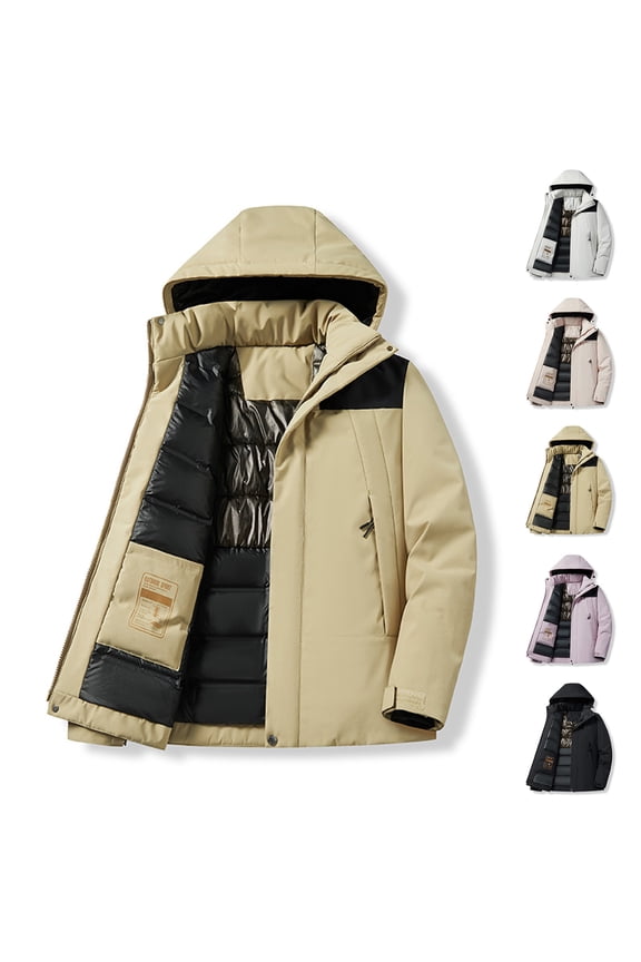 Women's Rain Jacket Hooded Technical Fleece Lined Casual Waterproof Windbreaker Outdoor Charging Outerwear Breathable Thick Plush Mountain Climbing Clothes Trendy Jacket White