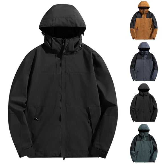 Lovskoo Women's Rain Jacket Hooded Technical Winter Coat Casual Waterproof Windbreaker Detachable Cap and Thick Three-In-One Jacket Outdoor Sports Warm Jacket Olive Green