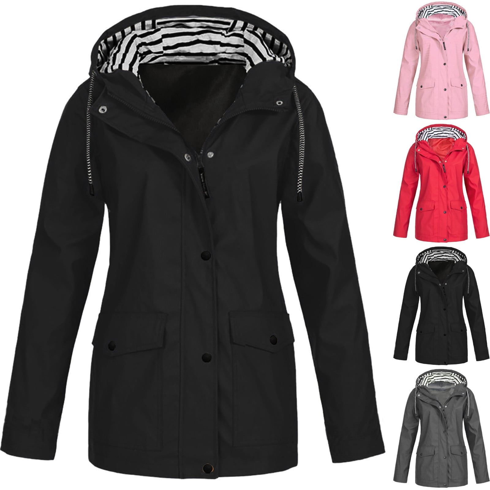 Rain Rove's Lovskoo Women's Rain Jacket Sport Casual Waterproof Windbreaker Solid ...