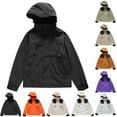 thumbnail image 1 of Lovskoo Women's Rain Jacket Technical Casual Waterproof Windbreaker Comfortable Solid Color Block Interchange Jacket Drawstring Pocket Long Sleeve Hooded Outwear Jackets White, 1 of 3