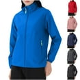 thumbnail image 1 of Lovskoo Women's Rain Jacket Technical Casual Waterproof Windbreaker Outdoor Couples Thin Jacket Lapel Zipper Loose Soft Top Long Sleeve Hooded Coat/Jacket Black, 1 of 9