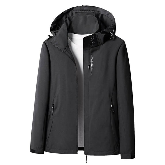 Lovskoo Women's Rain Jacket Technical Casual Waterproof Windbreaker Outdoor Solid Color Thin Sprint Coat Zipper Loose Hooded Coat Black