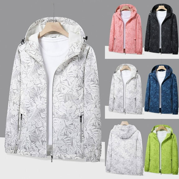 Lovskoo Women's Rain Jacket Technical Casual Waterproof Windbreaker Solid Print Outdoor Windproof Charge Coat Hooded Pocket Long Sleeve Top Jacket Coat Blue