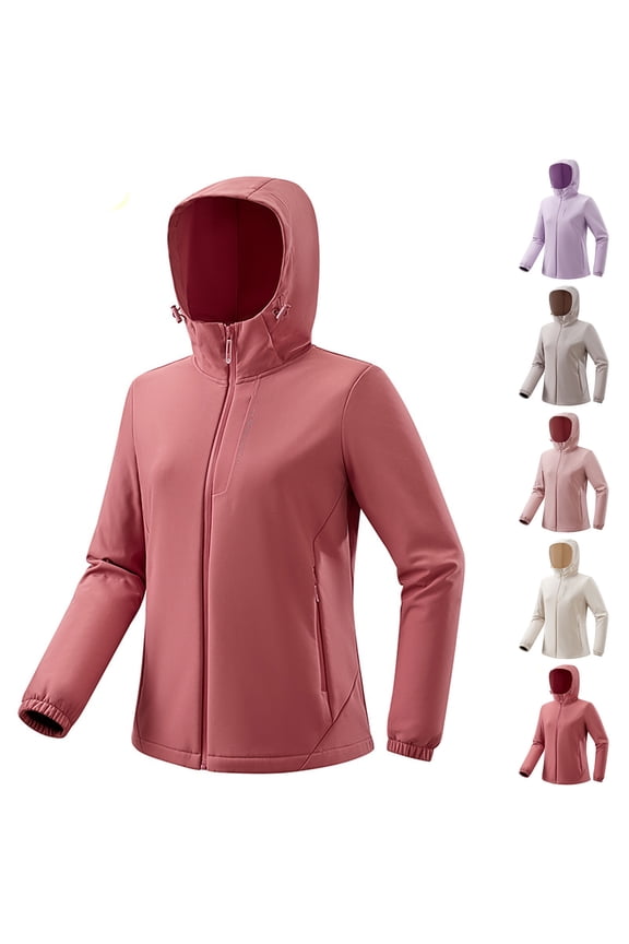 Women's Rain Jacket Technical Fleece Lined Casual Waterproof Windbreaker Trendy Outdoor Hiking Hooded Charge Coat Khaki